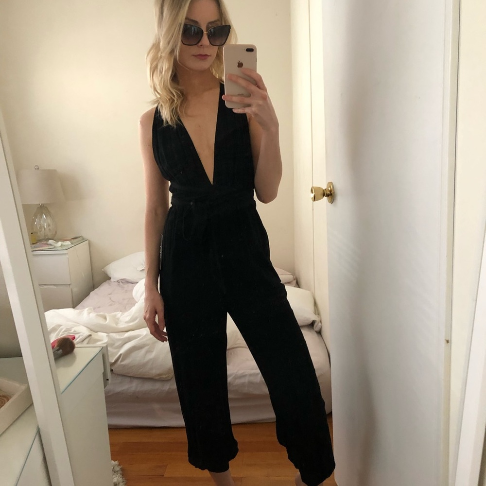 Lolinda Black Convertible Halter Jumpsuit